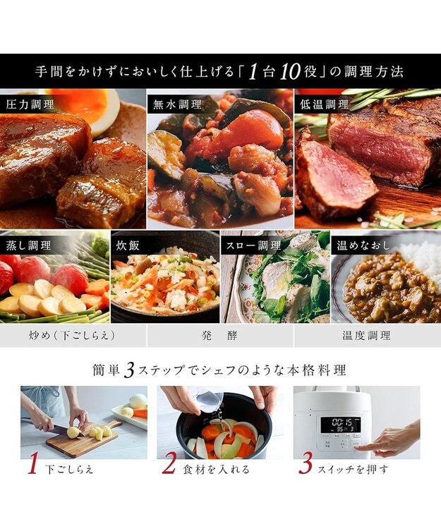 YAMATO テーブル＆キッチン 【siroca】電気圧力鍋 おうちシェフPRO  ホワイト  SP-2DM251(W) ホワイト