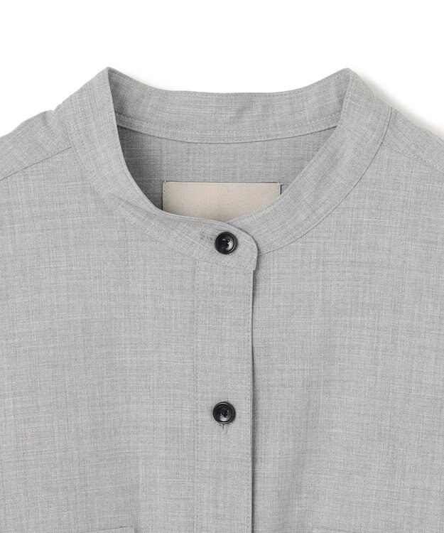 UNFILO ウールライク バンドカラーシャツ トップグレー