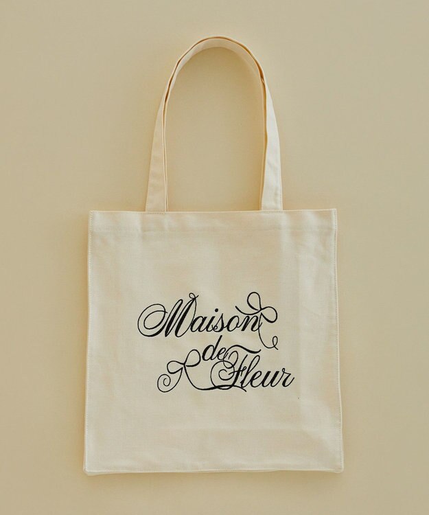 Maison de FLEUR ブランドロゴ刺繍スクエアトートバッグ Ivory
