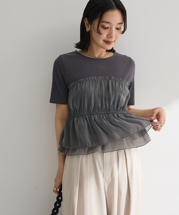 Green Parks オーガンジービスチェドッキング半袖プルオーハ Charcoal Gray