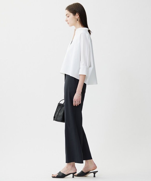 ICB 【接触冷感・UVカット・洗える】ヴィンテージスパンブロード バンドカラーシャツ オフホワイト系