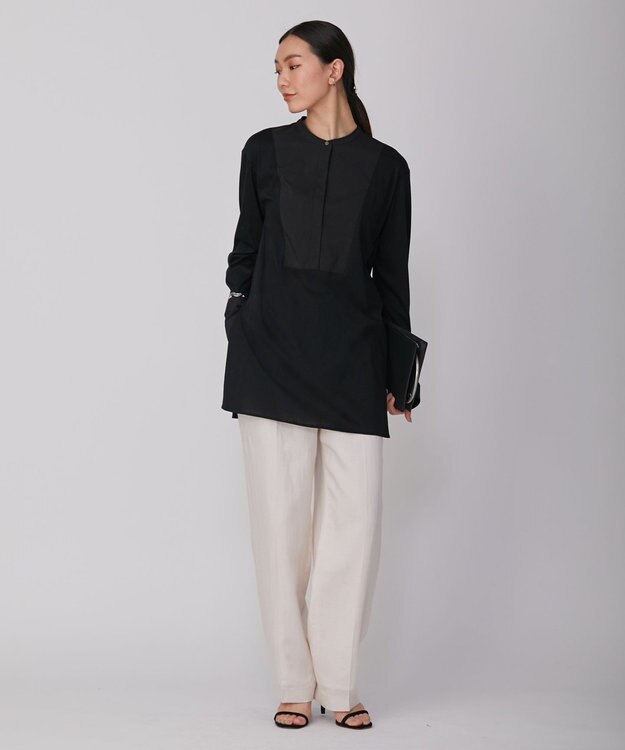 ICB 【UVケア・接触冷感・吸水速乾】コンビネーションジャージー チュニックカットソー ブラック系