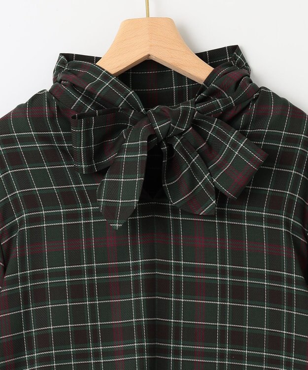 組曲 シアーツイルチェック ハイネックブラウス グリーン系9