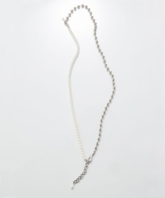 Phoebe 【セレモニーセット】マルチwayメタルボールパールネックレス×2wayグレースツイストラインイヤリングSET シルバー