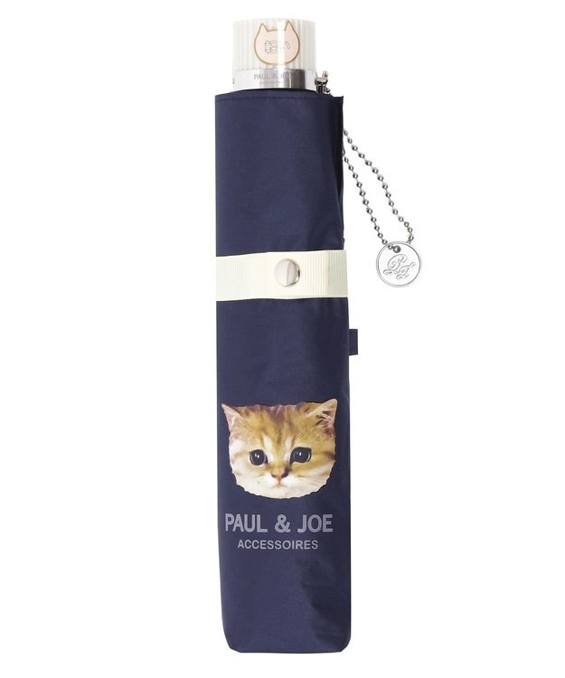 MOONBAT 【一級遮光/軽量】PAUL & JOE 晴雨兼用 折りたたみ日傘 ワンポイント ヌネット ネイビーブルー