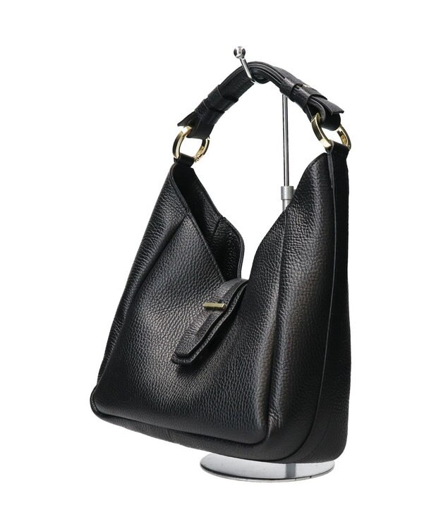 INTER-CHAUSSURES 【LORISTELLA】シュリンクレザーホーボーバッグ ブラック