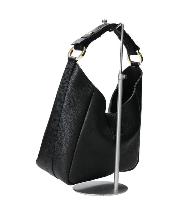 INTER-CHAUSSURES 【LORISTELLA】シュリンクレザーホーボーバッグ ブラック