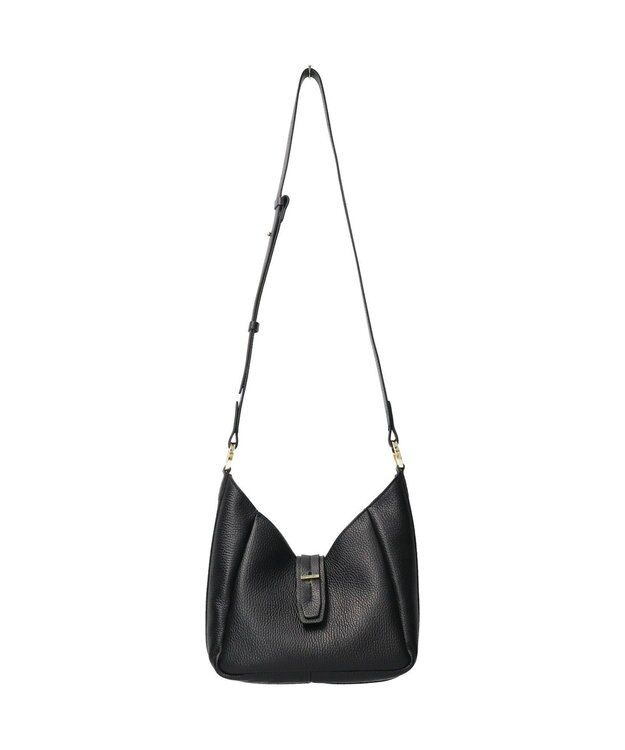 INTER-CHAUSSURES 【LORISTELLA】シュリンクレザーホーボーバッグ ブラック