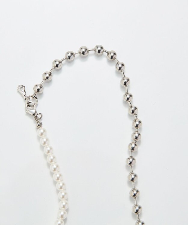 Phoebe 【セレモニーセット】マルチwayメタルボールパールネックレス×2wayグレースツイストラインイヤリングSET シルバー