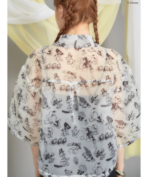 AMERICAN HOLIC 総柄シアーショート丈シャツ／Ｄｉｓｎｅｙ Ivory