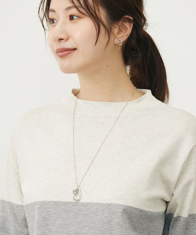 J.PRESS LADIES ノットオーバル ワントップ ネックレス シルバー系