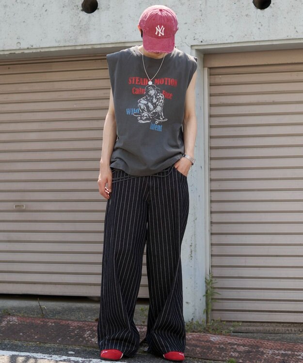 WEGO 【ユニセックス着用ITEM/SMLサイズ展開】エクストラバギーデニムパンツ 柄1