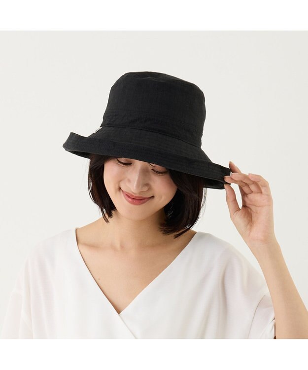 ATRENA 体感-10℃コカゲル リネンエッジアップハット ブラック