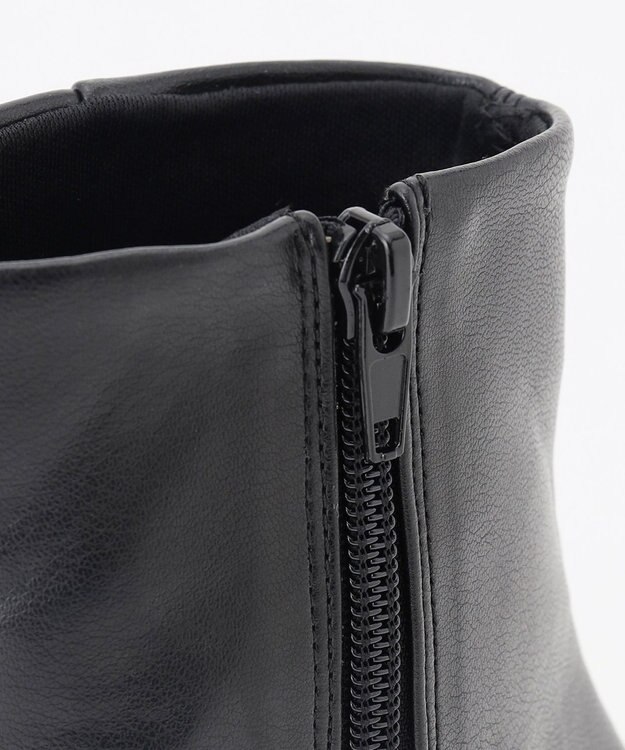 組曲 【23.5cm~24cm】パールヒールミドルブーツ ブラック系