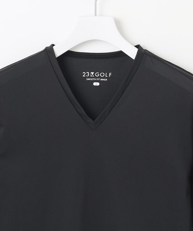 23区GOLF 【MEN】30デニールインナー Vネックカットソー ブラック系