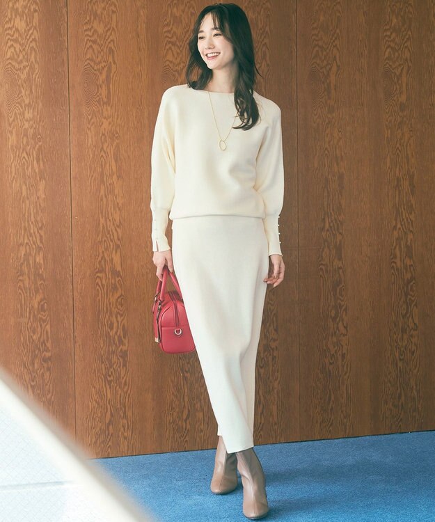 ANY SIS 【洗える・セットアップ可】アンチピリングドルマン畔 ニット アイボリー