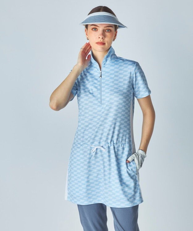 FILA GOLF／marie claire 【Marie claire sports】ロゴ柄ハーフジップチュニック ライトブルー