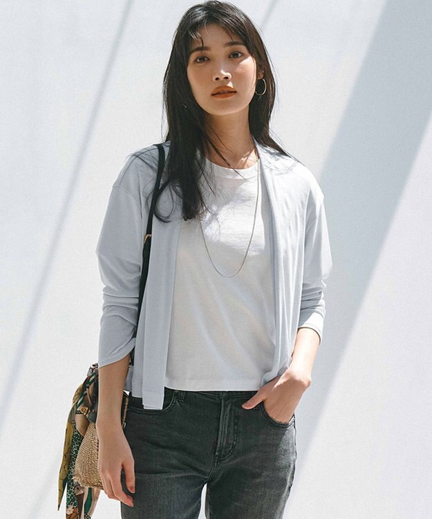 23区 S 【一部店舗限定/洗える】マルチ機能 シアー クロップド カーディガン ライトグレー系