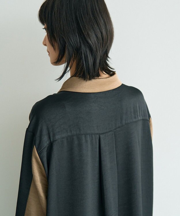 YECCA VECCA ヴィンテージサテンシャツワンピース Khaki