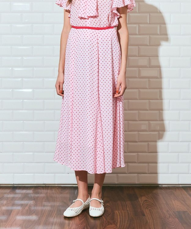 GRACE CONTINENTAL ドットジャガードスカート ピンク