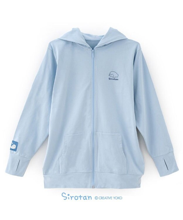 Mother garden しろたん 指穴付ジップパーカー  ユニセックス ライトブルー