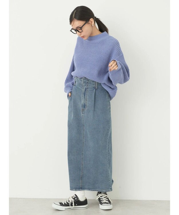 earth music&ecology マットベロアモールプルオーバー Blue