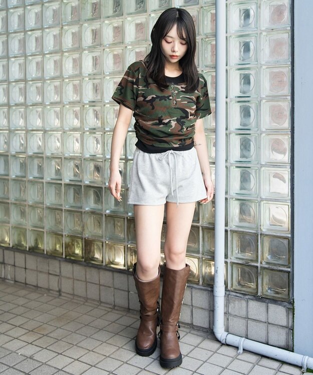 WEGO 裏毛マイクロショートパンツ 杢グレー