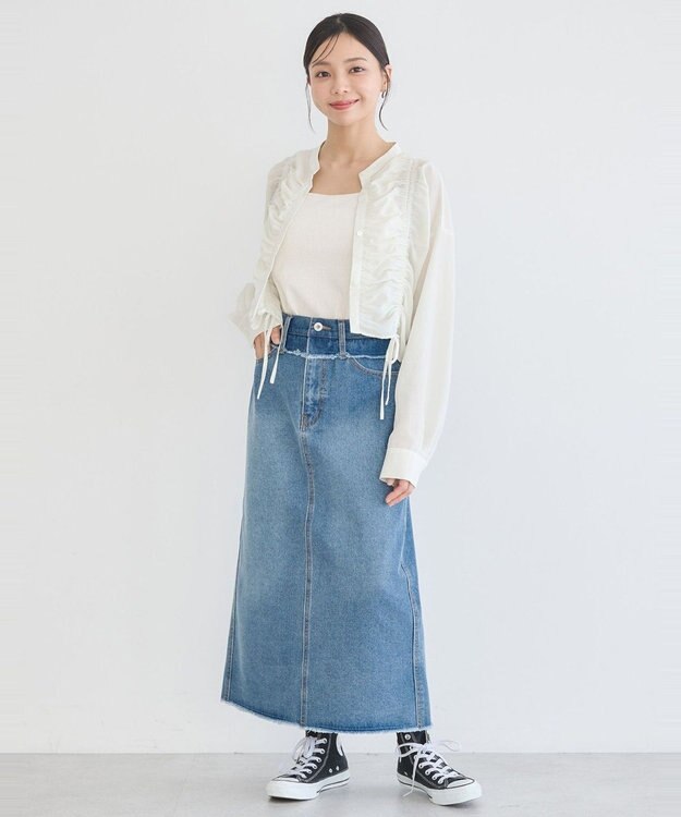 earth music&ecology フロントドロストショートシャツ Ivory