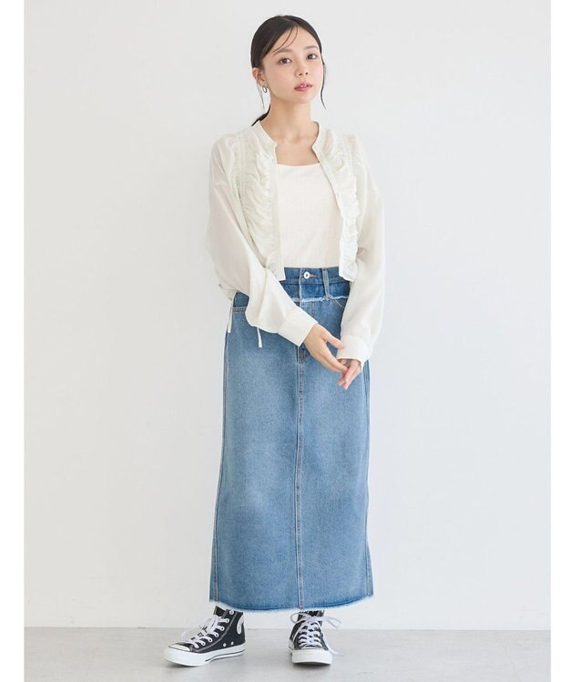 earth music&ecology フロントドロストショートシャツ Ivory