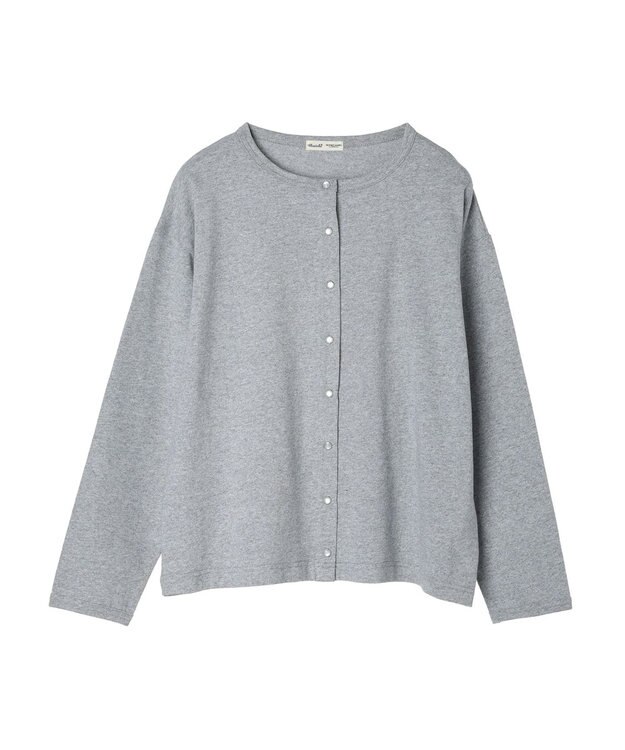 CRAFT STANDARD BOUTIQUE ウ゛ィンテージ風天竺　パール釦クルーカーデＬ／Ｓ Gray