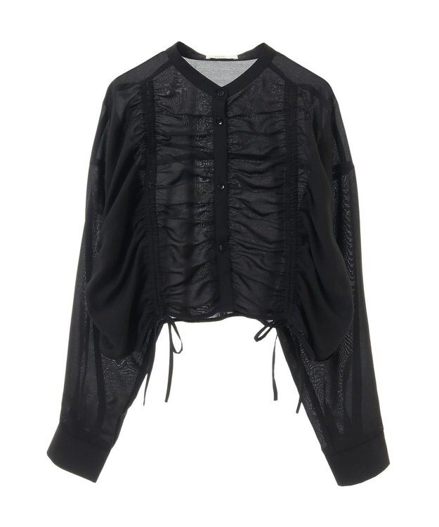 earth music&ecology フロントドロストショートシャツ Black