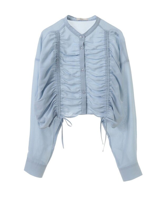 earth music&ecology フロントドロストショートシャツ Sax