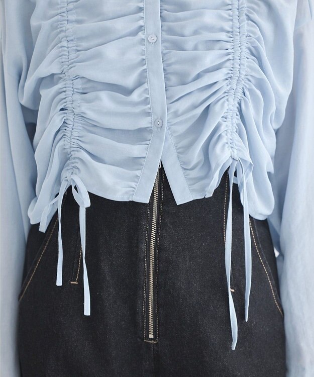 earth music&ecology フロントドロストショートシャツ Sax