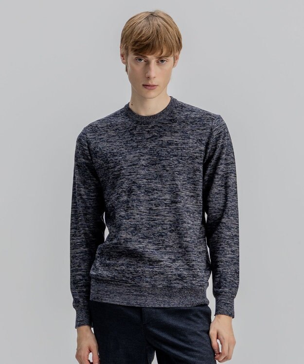 JOSEPH HOMME レクサスムリネ　クルーネックニット ネイビー系
