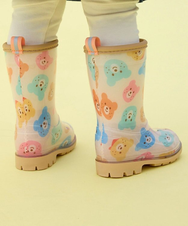 MIKI HOUSE HOT BISCUITS 【13-18cm】 カラフルビーンズ 総柄レインブーツ ベージュ
