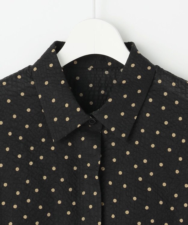 自由区 L 【WEB限定】コットンサッカープリント シャツ ブラック×ブラウン