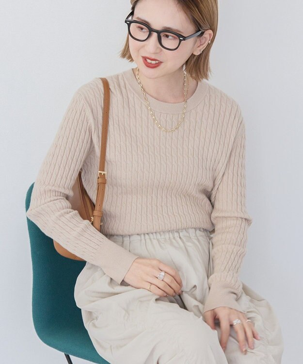 AMERICAN HOLIC ミニケーブルショート丈プルオーバー Beige