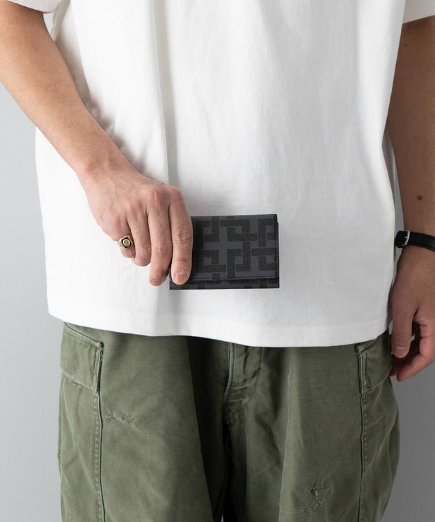 MIYABIYA La quoh with kirakaracho 角つなぎ プリントレザー 名刺入れ 玄（ブラック）