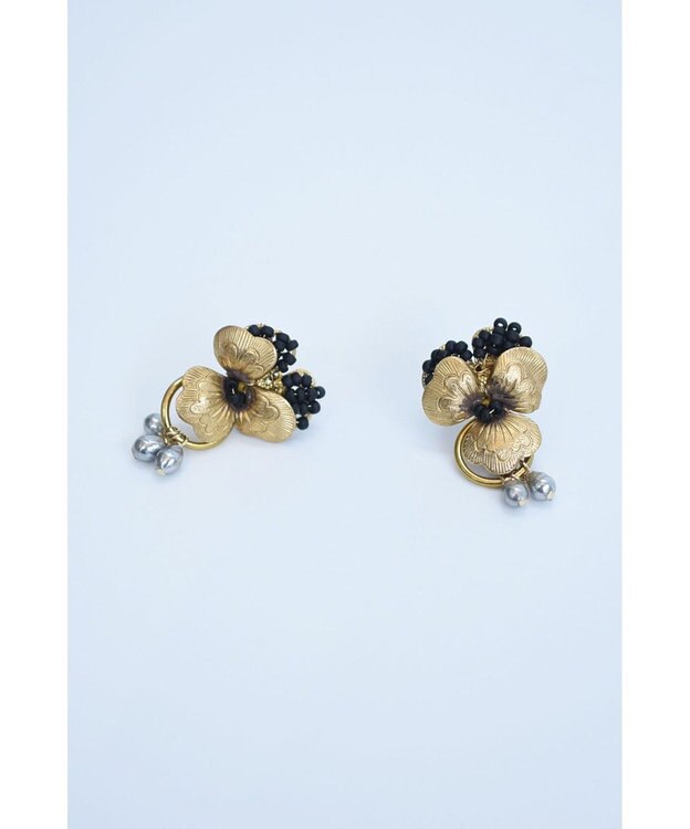 monshiro 【パール】ビオラ イヤリング（ブラック） ゴールド