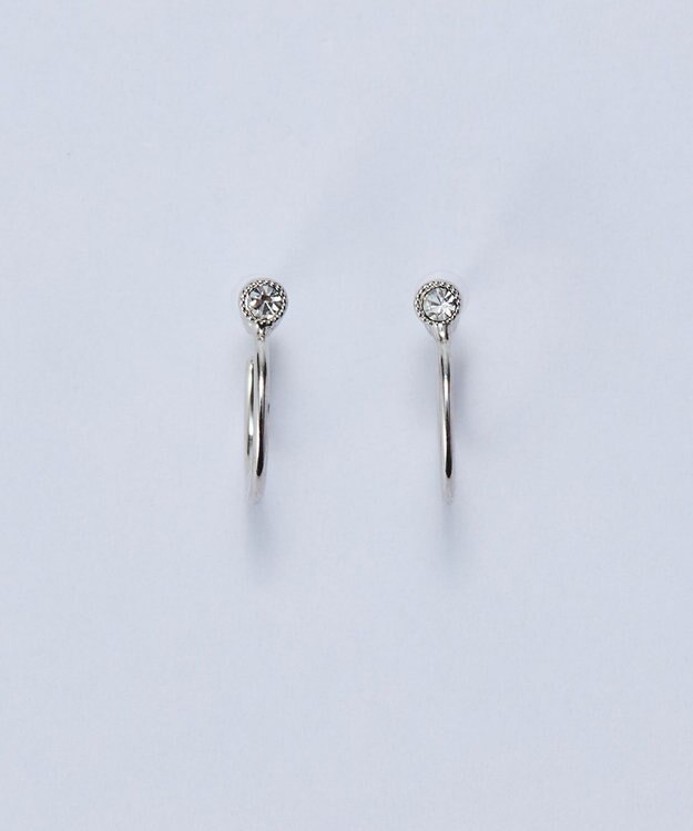 Phoebe 【金属アレルギー対応】ポイントビジューフープピアス/ニッケルフリー シルバー シルバー