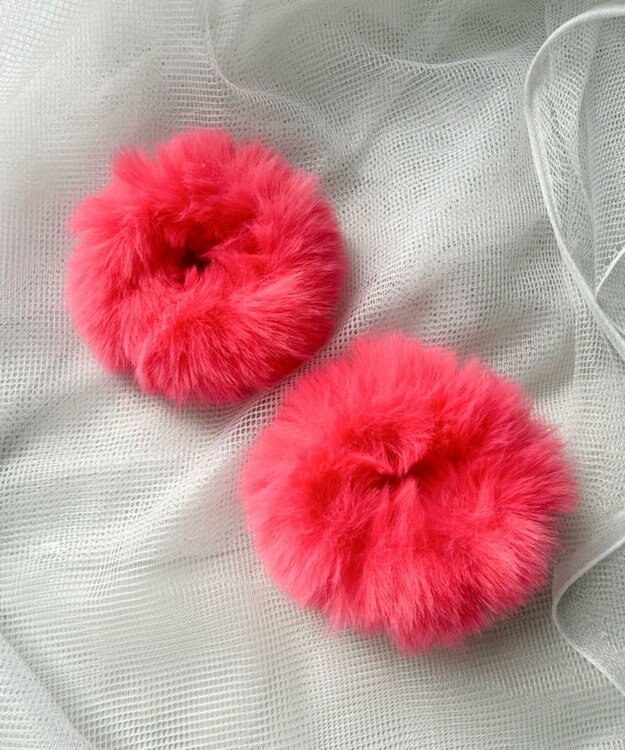 WEGO L2Pファーヘアゴム ピンク