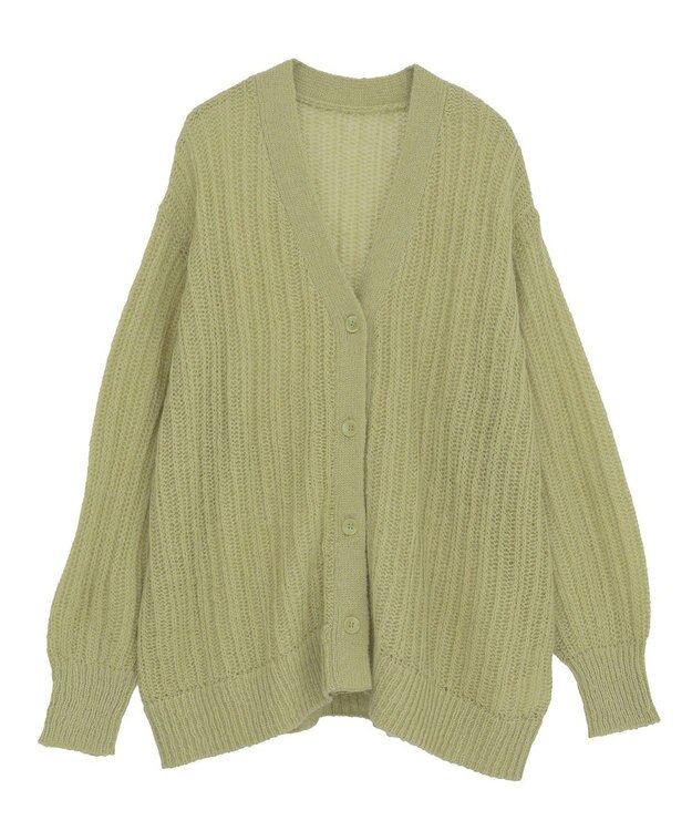 Green Parks シアーニットＶネックカーディガン Green