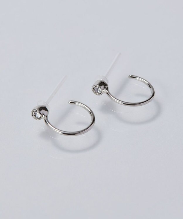 Phoebe 【金属アレルギー対応】ポイントビジューフープピアス/ニッケルフリー シルバー シルバー