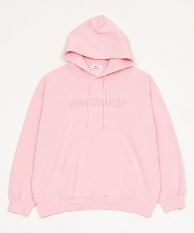 WEGO 【ユニセックス着用ITEM】エンボスステッチロゴプルパーカー ピンク