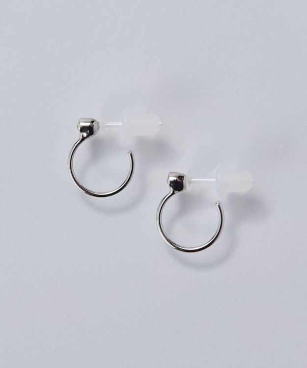 Phoebe 【金属アレルギー対応】ポイントビジューフープピアス/ニッケルフリー シルバー シルバー
