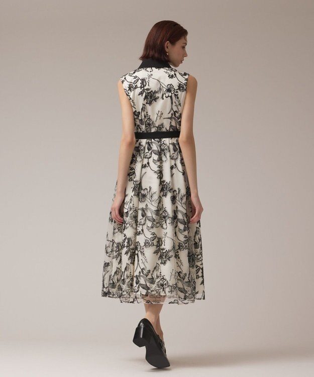 GRACE CONTINENTAL フラワー刺繍ボウタイドレス キナリ