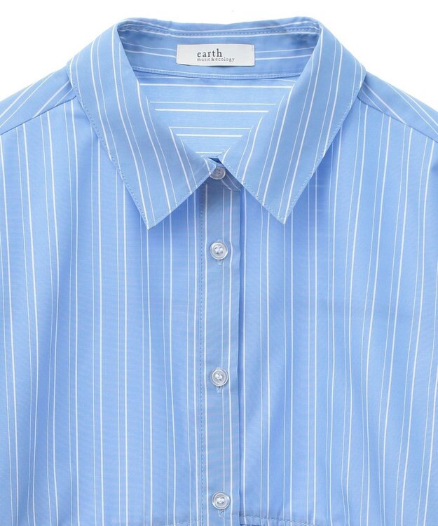 earth music&ecology レギュラーカラーフリルシャツ Blue