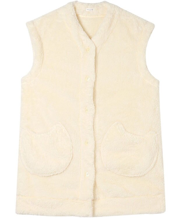 tsumori chisato SLEEP ツモリチサト ベスト フリ－ス素材(本体) あったか フレンチ袖 ルームウェア レディース URW130 /ワコール アイボリー