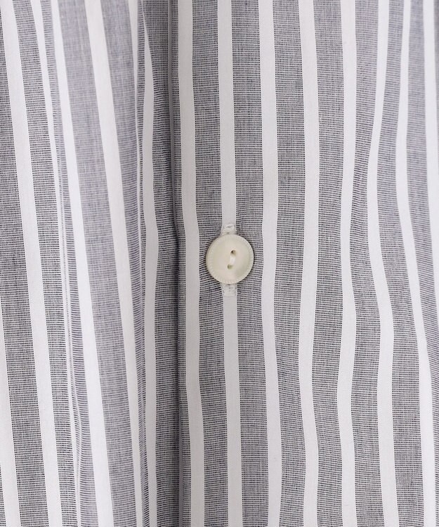 J.PRESS YORK STREET 【WOMEN】バックボタン ストライプブラウス ライトグレー系1