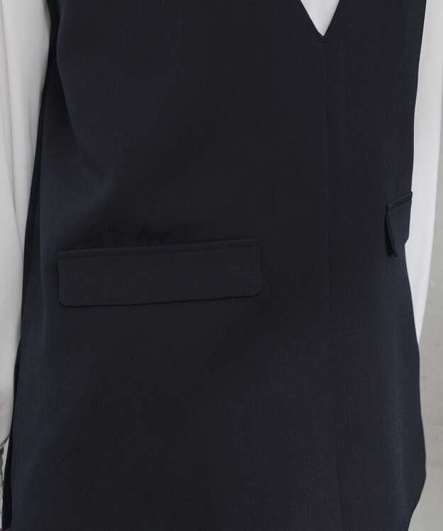 Tiaclasse 【ブラウス&ベスト&パンツ3点セット】リボンタイブラウス＋ベスト付き 3点セットアップ ネイビー